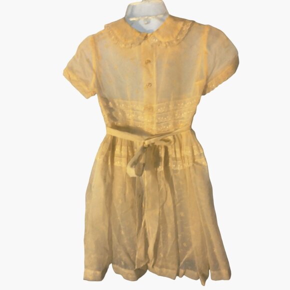 Hollywood Creations Girl Dress Size 8 Vintage Embroidered Lace White Floral 1950 - Picture 7 of 10